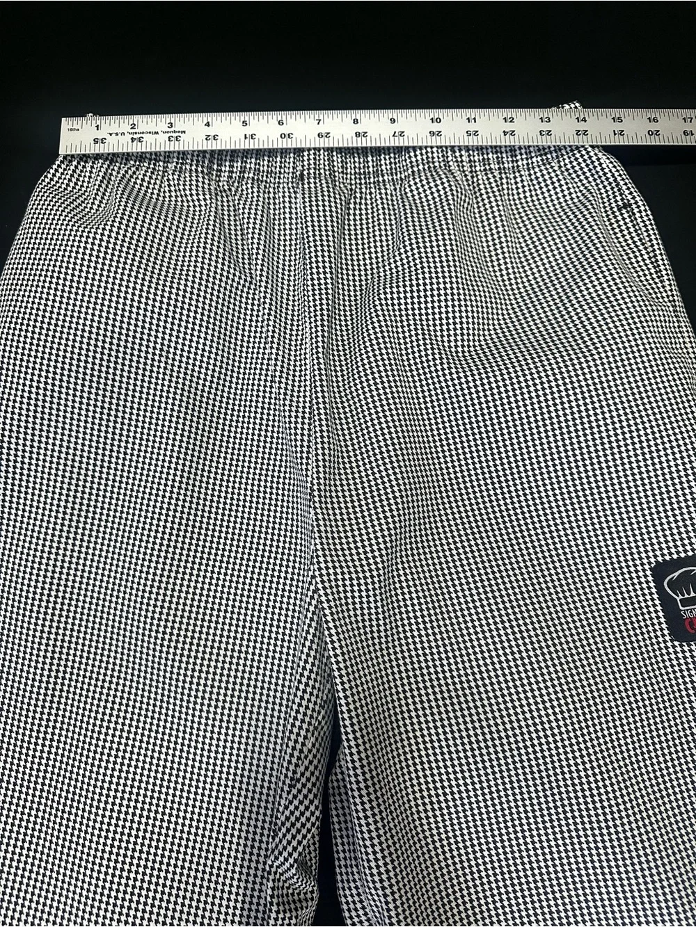 Winco Signature Chef Houndstooth Chef Pants Medium Elastic Waist Workwear